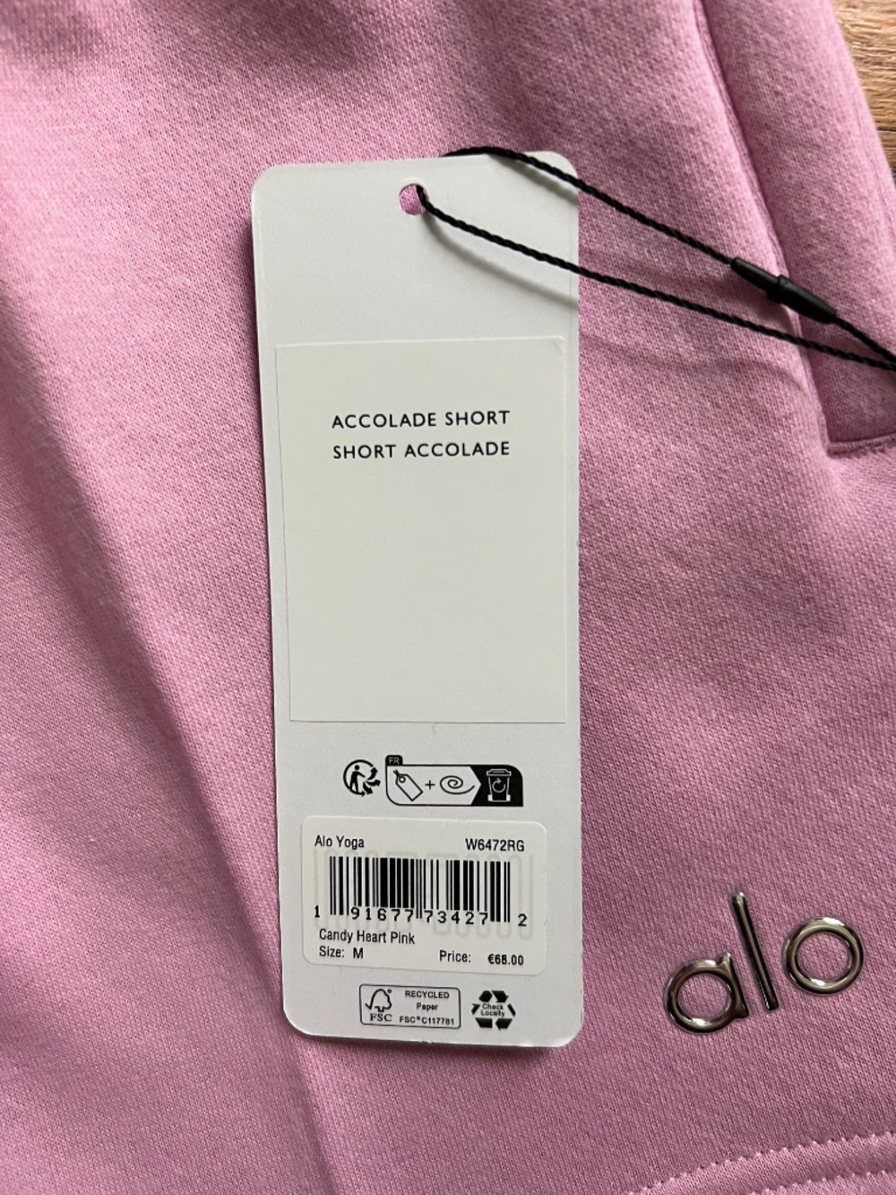Alo Yoga Accolade Candy Heart Pink lounge shorts women M/XS/*DUPLICATE* NWT - Picture 8 of 10